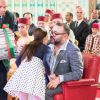 Le roi Mohammed VI du Maroc, la princesse Salma et le prince héritier Moulay El Hassan au palais royal à Casablanca le 24 juin 2017 lors d'une cérémonie pour la fin de l'année scolaire.