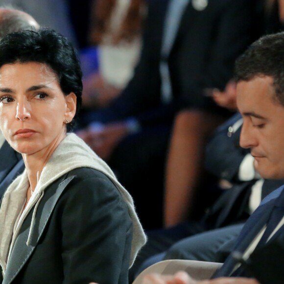 Eric Woerth, Rachida Dati et Gérald Darmanin - Nicolas Sarkozy, ancien président de la République, président du parti Les Républicains et candidat à la primaire de la droite lors d'un meeting à Bordeaux, le 12 novembre 2016. © Moritz-Salinier/Bestimage
