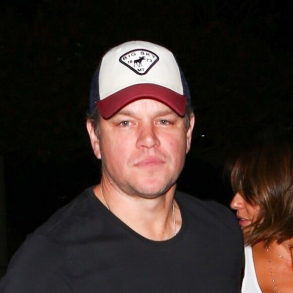 Exclusif - Matt Damon et sa femme Luciana Barroso arrivent au Rose Bowl pour assister au concert de Coldplay à Pasadenas le 7 octobre 2017.