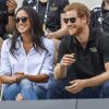 Première apparition officielle du prince Harry et sa compagne Meghan Markle dans les tribunes de la finale de tennis à la troisième édition des Invictus Games à Toronto, Ontario, le 25 septembre 2017.