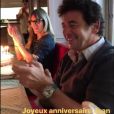  Sylviane, la nounou de Jade et Joy, et Patrick Bruel célébrant les 79 ans de Jean-Claude Camus avec Johnny et Laeticia Hallyday  à Marnes-la-Coquette, le 29 octobre 2017.   