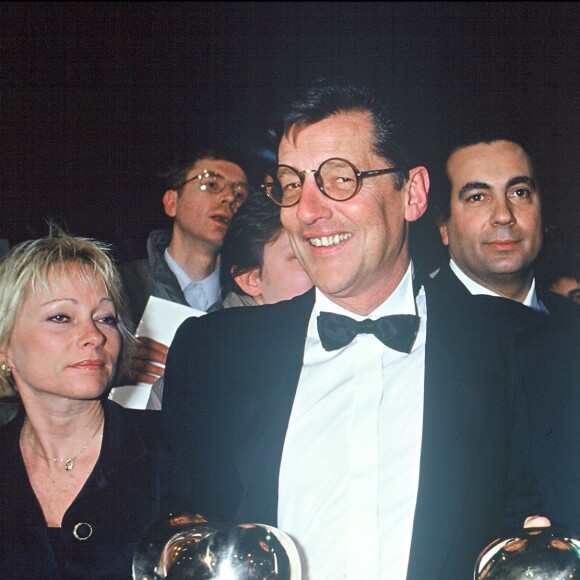 Exclusif  - Johnny Hallyday et Jean-Claude Camus aux Victoires de la Musique 1991
