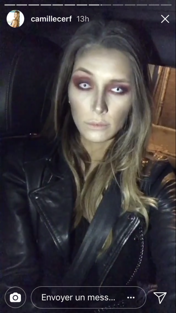 Camille Cerf maquillée pour Halloween, Instagram, le 31 octobre 2017.