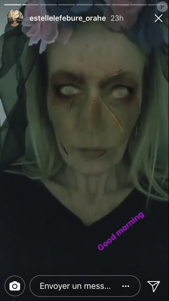 Estelle Lefébure maquillée pour Halloween, Instagram, le 31 octobre 2017.