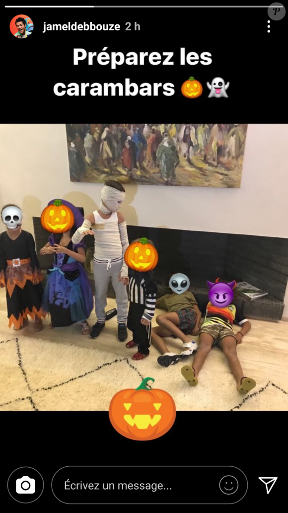 Jamel Debbouze publie une photo d'enfants déguisés pour Halloween, dont ses enfants Léon et Lila font partie.