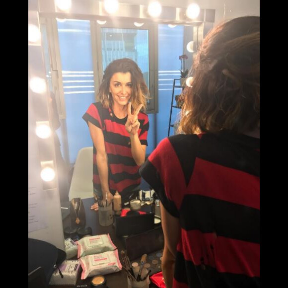 Jenifer sur le tournage de la cinquième saison de The Voice kids. Octobre 2017.