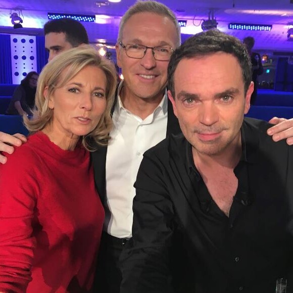 Claire Chazal, Laurent Ruquier et Yann Moix, tournage de "ONPC", novembre 2017