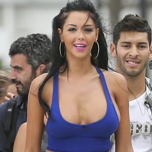 Nabilla Benattia et Samir (L'ile des Verites 2) - Tournage de la cinquieme saison des "Anges de la Tele Realite" a Miami, le 22 mars 2013.