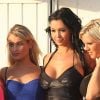 Aurelie, Nabilla Benattia, Amelie (Secret Story 4) - Tournage de la cinquieme saison des "Anges de la Tele Realite" sur une plage a Miami, le 22 janvier 2013.