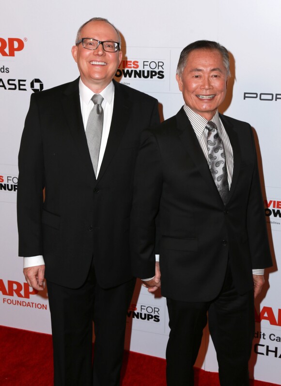 George Takei et son mari Brad Takei - People à la 14ème soirée "AARP Movies for Grownups" à Beverly Hills. Le 2 février 2015