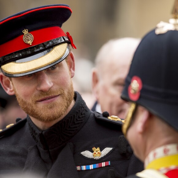 Le prince Harry lors de la cérémonie du Souvenir à l'abbaye de Westminster à Londres le 9 novembre 2017.