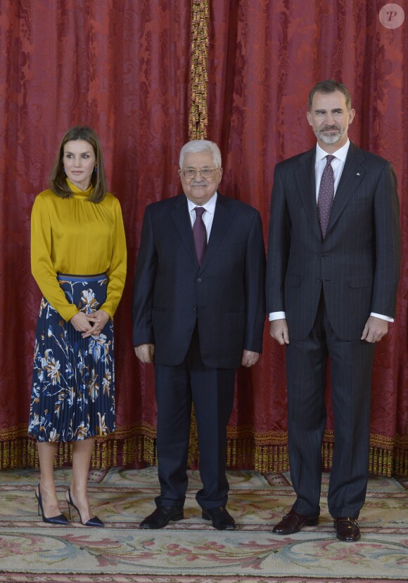 Le roi Felipe VI et la reine Letizia d'Espagne reçoivent Mahmoud Abbas, le président de l'état de Palestine au palais royal à Madrid le 20 novembre 2017.  Spanish Royals host lunch honouring Palestina's President Mahmoud Abbas at The Royal Palace. Madrid-November 20, 201720/11/2017 - Madrid