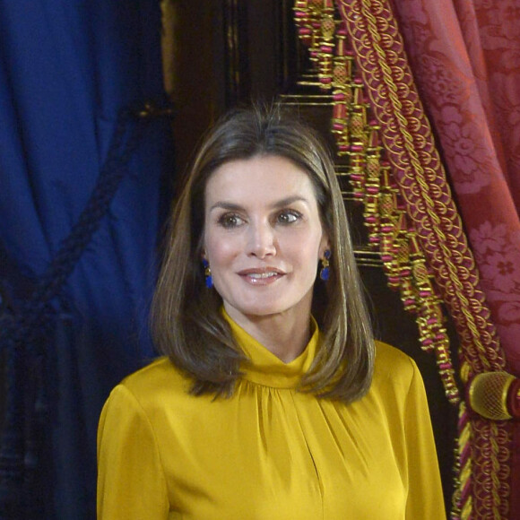 Le roi Felipe VI et la reine Letizia d'Espagne reçoivent Mahmoud Abbas, le président de l'état de Palestine au palais royal à Madrid le 20 novembre 2017.  Spanish Royals host lunch honouring Palestina's President Mahmoud Abbas at The Royal Palace. Madrid-November 20, 201720/11/2017 - Madrid