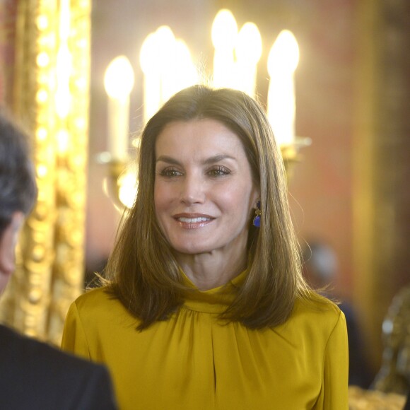 Le roi Felipe VI et la reine Letizia d'Espagne recevaient le 20 novembre 2017 le président de l'Etat de Palestine, Mahmoud Abbas, au palais royal à Madrid.