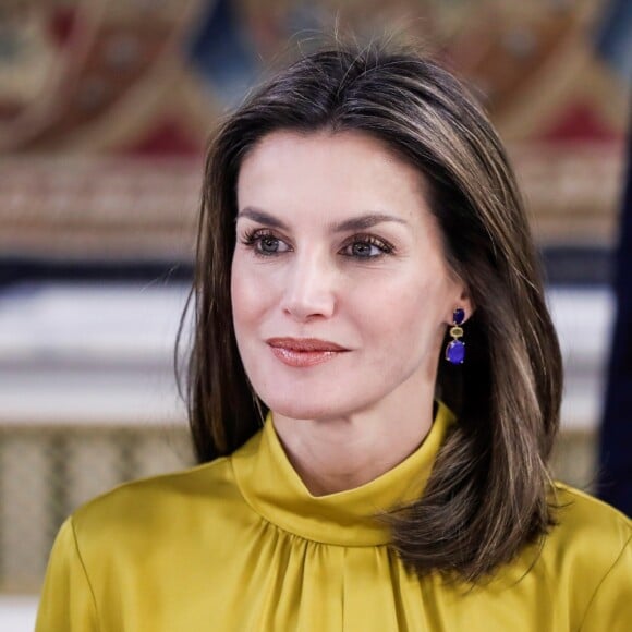 Le roi Felipe VI et la reine Letizia d'Espagne recevaient le 20 novembre 2017 le président de l'Etat de Palestine, Mahmoud Abbas, au palais royal à Madrid. © Emilio Naranjo/EFE/ABACAPRESS.COM