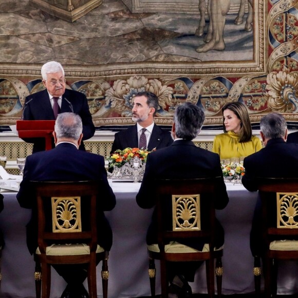 La reine Letizia et le roi Felipe VI recevaient le 20 novembre 2017 le président de l'Etat de Palestine, Mahmoud Abbas, au palais royal à Madrid. © Almagro/ABACAPRESS.COM