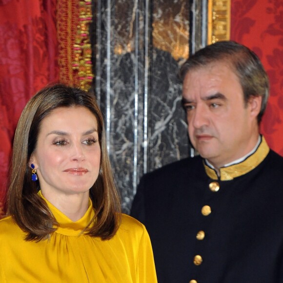 La reine Letizia et le roi Felipe VI recevaient le 20 novembre 2017 le président de l'Etat de Palestine, Mahmoud Abbas, au palais royal à Madrid. © Almagro/ABACAPRESS.COM