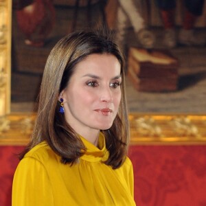 La reine Letizia et le roi Felipe VI recevaient le 20 novembre 2017 le président de l'Etat de Palestine, Mahmoud Abbas, au palais royal à Madrid. © Almagro/ABACAPRESS.COM