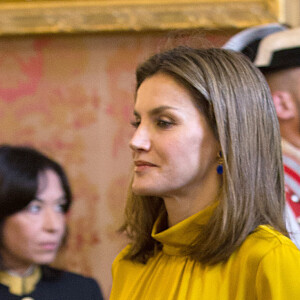 La reine Letizia et le roi Felipe VI recevaient le 20 novembre 2017 le président de l'Etat de Palestine, Mahmoud Abbas, au palais royal à Madrid. © Almagro/ABACAPRESS.COM