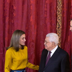 La reine Letizia et le roi Felipe VI recevaient le 20 novembre 2017 le président de l'Etat de Palestine, Mahmoud Abbas, au palais royal à Madrid. © Almagro/ABACAPRESS.COM