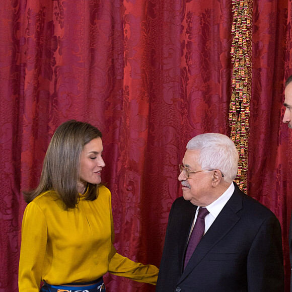 La reine Letizia et le roi Felipe VI recevaient le 20 novembre 2017 le président de l'Etat de Palestine, Mahmoud Abbas, au palais royal à Madrid. © Almagro/ABACAPRESS.COM