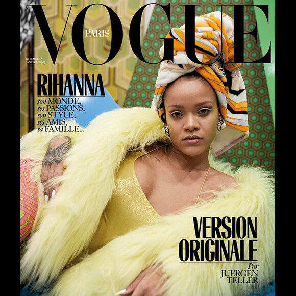 Rihanna en couverture du magazine Vogue Paris, numéro de décembre 2017. Photo par Juergen Teller.