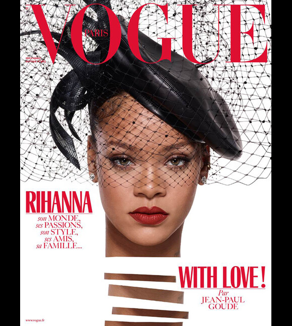 Rihanna en couverture du magazine Vogue Paris, numéro de décembre 2017. Photo par Jean-Paul Goude.