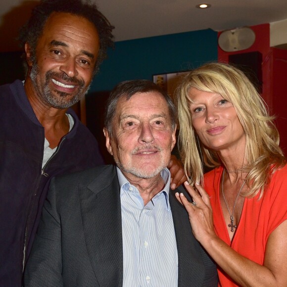 Exclusif - Yannick Noah, Jean-Claude Camus et sa fille Isabelle Camus-Noah - Première de la pièce "Irma la douce" au Théâtre de la Porte-Saint-Martin à Paris le 15 septembre 2015.