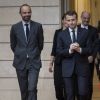Le président Emmanuel Macron, sa femme la Première Dame Brigitte Macron et le premier ministre Edouard Philippe reçoivent des personnalités à l'Elysée à l'occasion de la Journée internationale pour l'élimination des violences faites aux femmes à Paris le 25 novembre 2017. © Zihnioglu Kamil / Pool / Bestimage