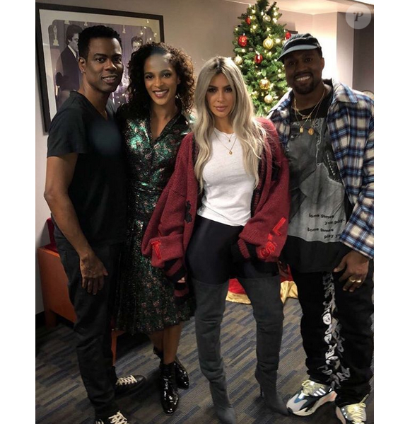 Chris Rock, sa compagne Megalyn Echikunwoke, Kim Kardashian et Kanye West au spectacle du comédien. Los Angeles, le 1er décembre 2017.