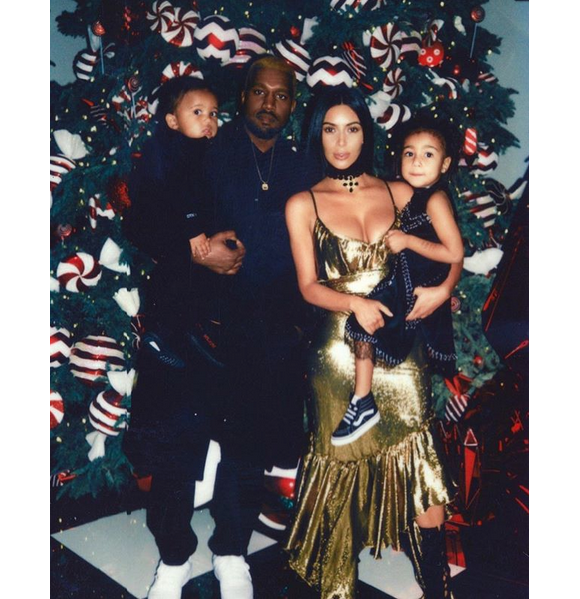 Kanye West, Kim Kardashian et leurs enfants North et Saint West. Noël 2016.