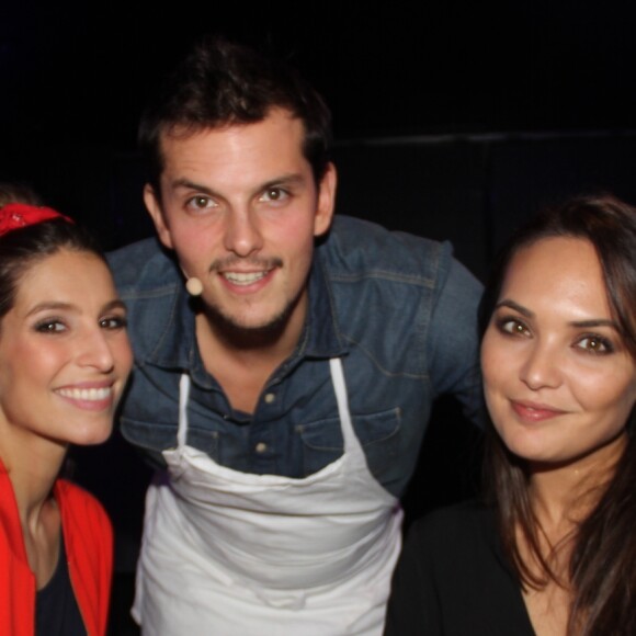 Exclusif - Laury Thilleman, son compagnon le chef Juan Arbelaez et Valérie Bègue ( Miss France 2007) - Les chefs Geoffrey Rembert (La table du Flow) et Juan Arbelaez (Nubé Plantxa Levain) mettent en scène leurs talents culinaires pour un dîner d'exception complété par le talent du sommelier David Rougier pour un accord mets-vins (sur)naturel dans la salle de spectacle du Flow Paris la péniche restaurant sur la rive gauche de la Seine, au pied du Pont Alexandre III à Paris, le 28 novembre 2016. © Baldini/Bestimage