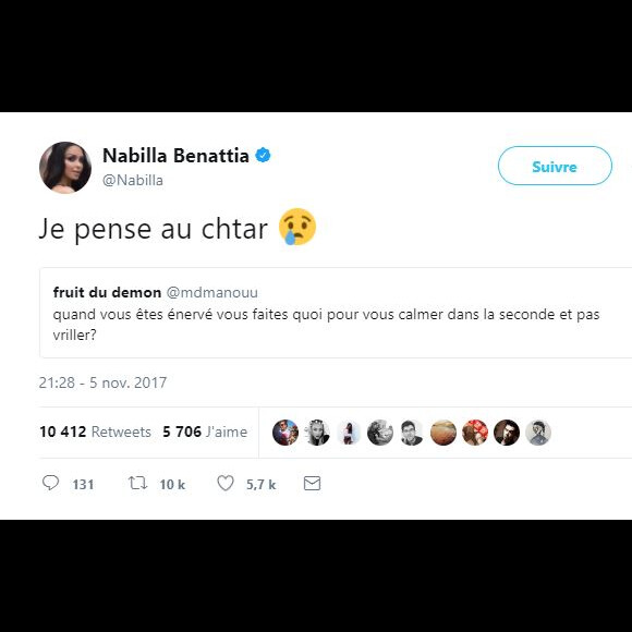 Compilation des meilleurs tweets de Nabilla en 2017.