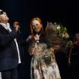 Exclusif - Gilbert Montagné et sa femme Nikole - Gilbert Montagné chante Bécaud et Montagné aux Folies Bergère à Paris le 5 décembre 2017. © Marc Ausset- Lacroix / Bestimage