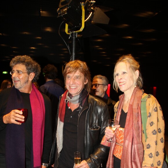 Gabriel Yared, Jean-Louis Aubert et Carolyn Carlson - Soirée d'hommage à Gabriel Yared dans le cadre de la 6e édition du week-end des musiques à l'image à la Philharmonie de Paris, le 9 décembre 2017. © Baldini/Bestimage