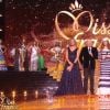 Sylvie Tellier, Iris Mittenaere, Jean-Pierre Foucault et Jean-Paul Gautier - Concours Miss France 2018. Sur TF1, le 16 décembre 2017.