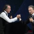 Exclusif - Michel Leeb et Michel Drucker - Enregistrement de l'émission "Le Grand Show de l'Humour - Les 50 comiques préférés des français" présenté par Michel Drucker à la Seine Musicale à Boulogne-Billancourt le 4 décembre 2017. L'émission sera diffusée le 16 décembre à 20h50 sur France 2. © Pierre Peruseau/Bestimage