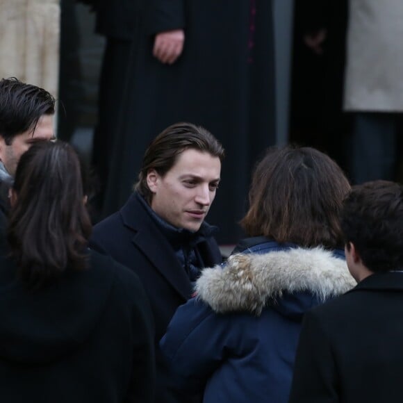 Jean Sarkozy - Obsèques de Andrée Sarkozy (mère de N.Sarkozy), dite Dadue née Andrée Mallah, en l'église Saint-Jean-Baptiste à Neuilly-Sur-Seine, le 18 décembre 2017.