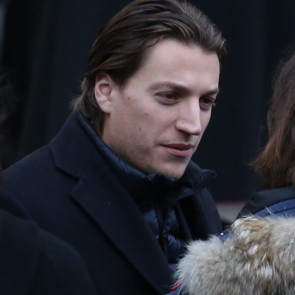 Jean Sarkozy - Obsèques de Andrée Sarkozy (mère de N.Sarkozy), dite Dadue née Andrée Mallah, en l'église Saint-Jean-Baptiste à Neuilly-Sur-Seine, le 18 décembre 2017.