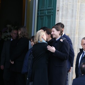Jean Sarkozy - Obsèques de Andrée Sarkozy (mère de N.Sarkozy), dite Dadue née Andrée Mallah, en l'église Saint-Jean-Baptiste à Neuilly-Sur-Seine, le 18 décembre 2017.
