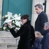 Olivier Sarkozy, Nicolas Sarkozy, sa femme Carla Bruni-Sarkozy et leur fille Giulia - Obsèques de Andrée Sarkozy (mère de N.Sarkozy), dite Dadue née Andrée Mallah, en l'église Saint-Jean-Baptiste à Neuilly-Sur-Seine, le 18 décembre 2017.