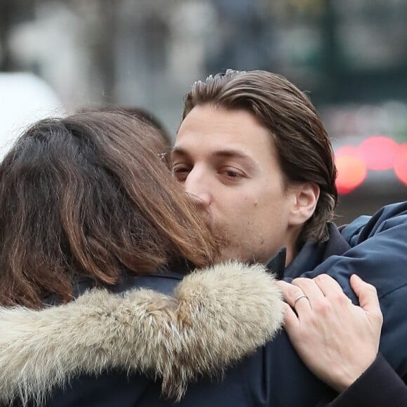 Jean Sarkozy - Obsèques de Andrée Sarkozy (mère de N.Sarkozy), dite Dadue née Andrée Mallah, en l'église Saint-Jean-Baptiste à Neuilly-Sur-Seine, le 18 décembre 2017.