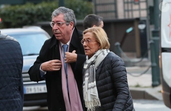 Patrick Balkany et sa femme Isabelle - Obsèques de Andrée Sarkozy (mère de Nicolas Sarkozy), dite Dadue née Andrée Mallah, en l'église Saint-Jean-Baptiste à Neuilly-Sur-Seine, le 18 décembre 2017.