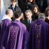 Anastasia et Katinka Sarkozy, Nicolas Sarkozy et sa femme Carla Bruni, Guillaume Sarkozy - Sortie des obsèques de Andrée Sarkozy (mère de Nicolas Sarkozy), dite Dadue née Andrée Mallah, en l'église Saint-Jean-Baptiste à Neuilly-Sur-Seine, le 18 décembre 2017.