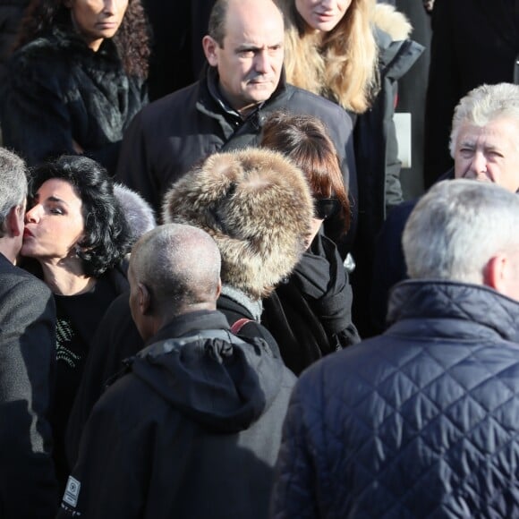 Nicolas Sarkozy et Rachida Dati - Sortie des obsèques de Andrée Sarkozy (mère de Nicolas Sarkozy), dite Dadue née Andrée Mallah, en l'église Saint-Jean-Baptiste à Neuilly-Sur-Seine, le 18 décembre 2017.