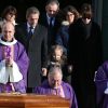 Nicolas Sarkozy avec Carla et Giulia - Sortie des obsèques de Andrée Sarkozy (mère de Nicolas Sarkozy), dite Dadue née Andrée Mallah, en l'église Saint-Jean-Baptiste à Neuilly-Sur-Seine, le 18 décembre 2017.