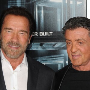 Arnold Schwarzenegger, Sylvester Stallone à New York le 15 octobre 2013.