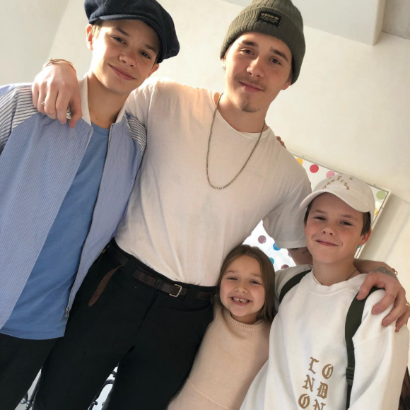 Romeo, Brooklyn, Harper et Cruz Beckham. Décembre 2017.