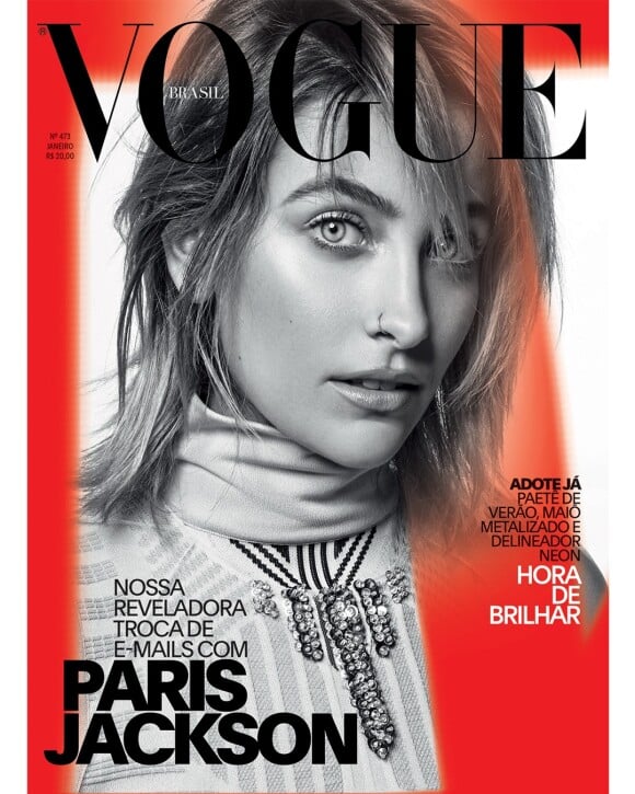 Paris Jackson en couverture de l'édition brésilienne de Vogue. Photo par Jacques Dequeker.