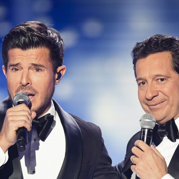 Exclusif - Vincent Niclo et Laurent Gerra - Enregistrement de l'émission "Bon Anniversaire Laurent Gerra" au Pavillon Baltard à Nogent-sur-Marne le 13 novembre 2017. L'émission a été diffusée sur France 2, le 29 décembre, le jour J du 50ème anniversaire de l'humoriste. © Pierre Perusseau/Bestimage